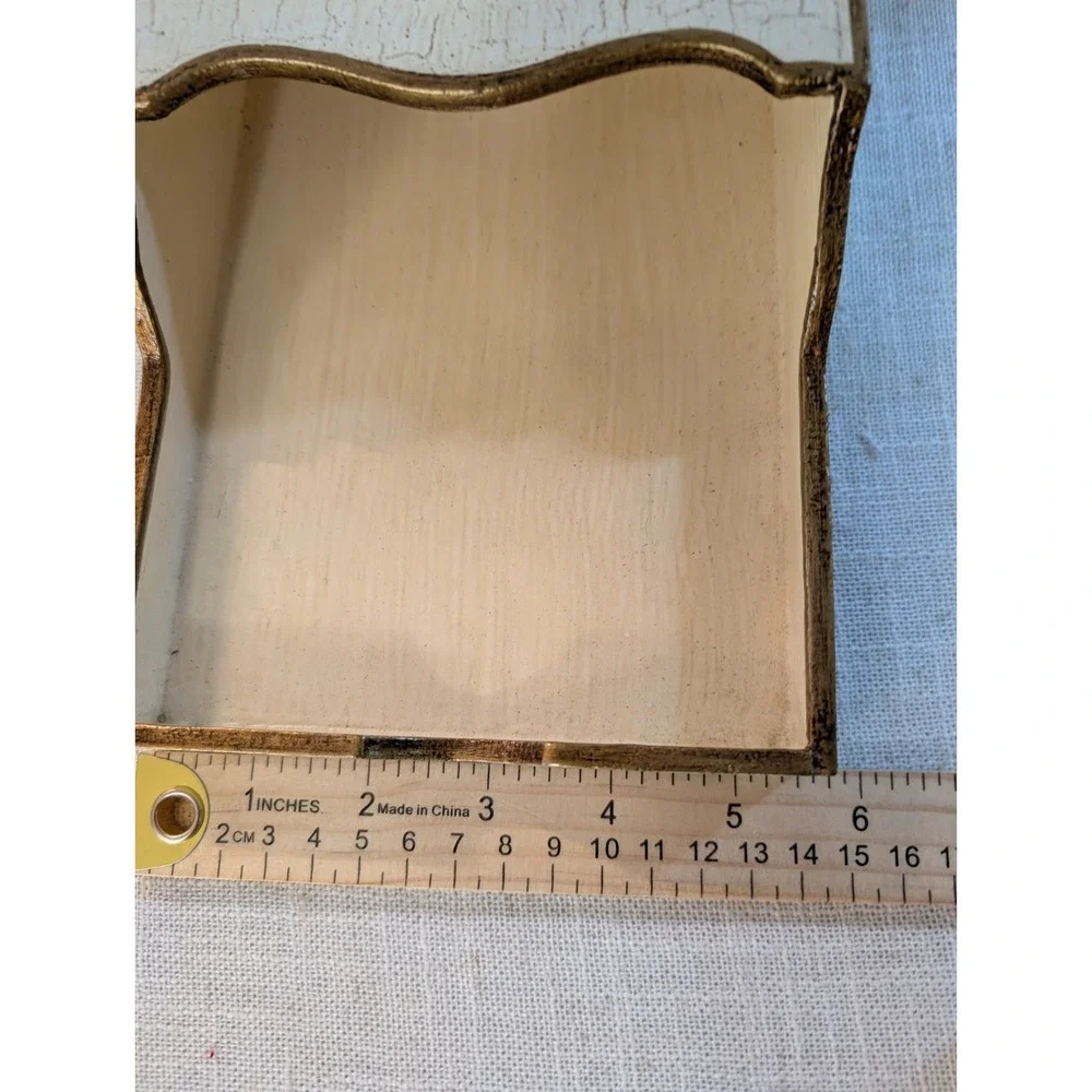 Wooden Note Pad Desk Box Holder Crackled Paint with Roses 8.5